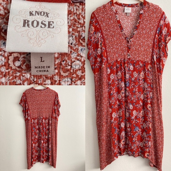 Knox Rose Dresses & Skirts - Knox rose boho prairie multi pattern rayon tunic dress size large